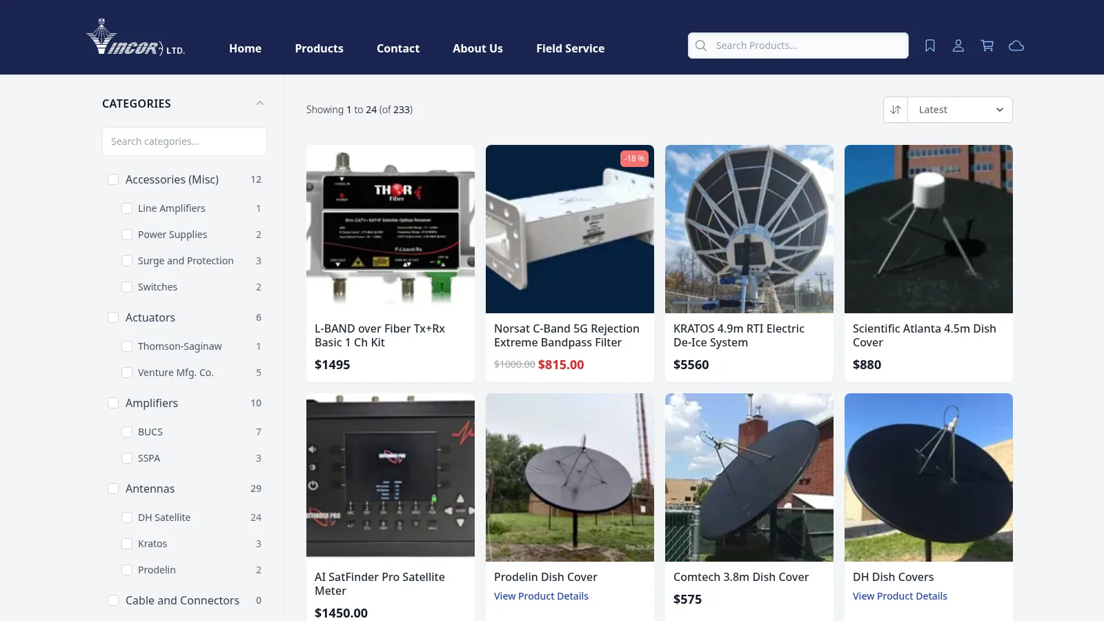 Desktop view of an online store catalog