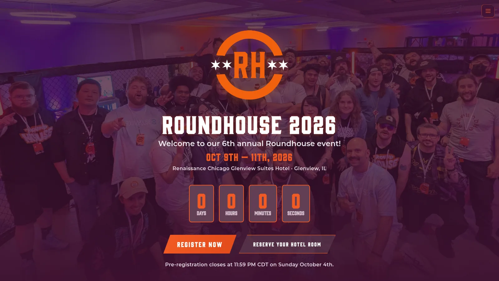Desktop view of the Roundhouse event site