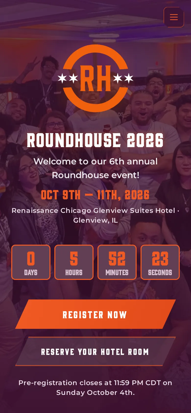 Phone view of the Roundhouse event site