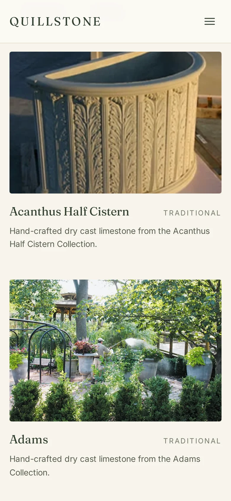 Phone view of an online shop collection