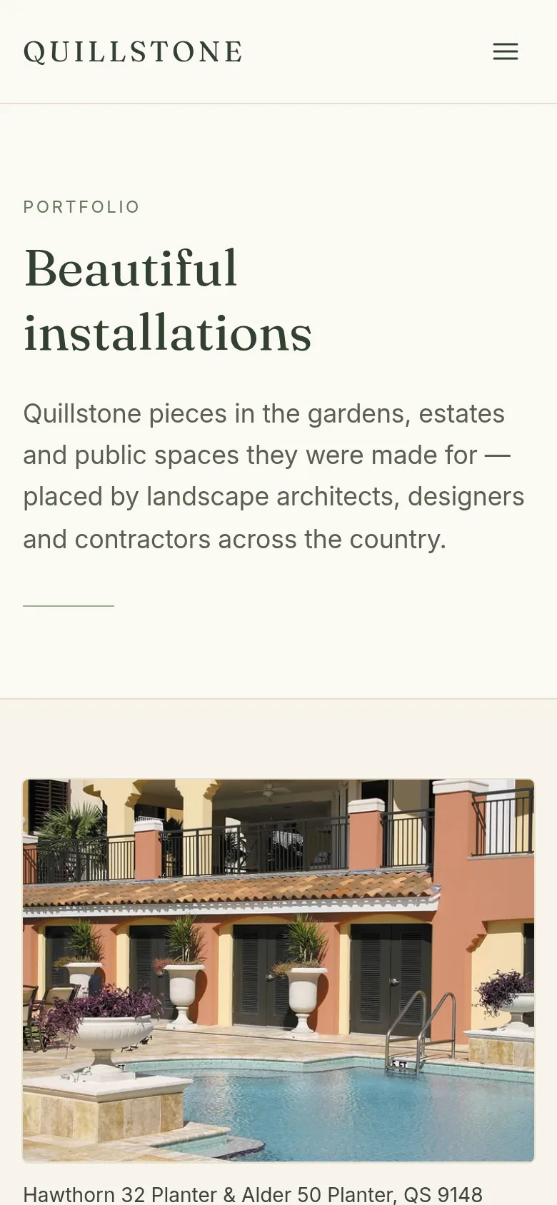 Phone view of an online shop portfolio