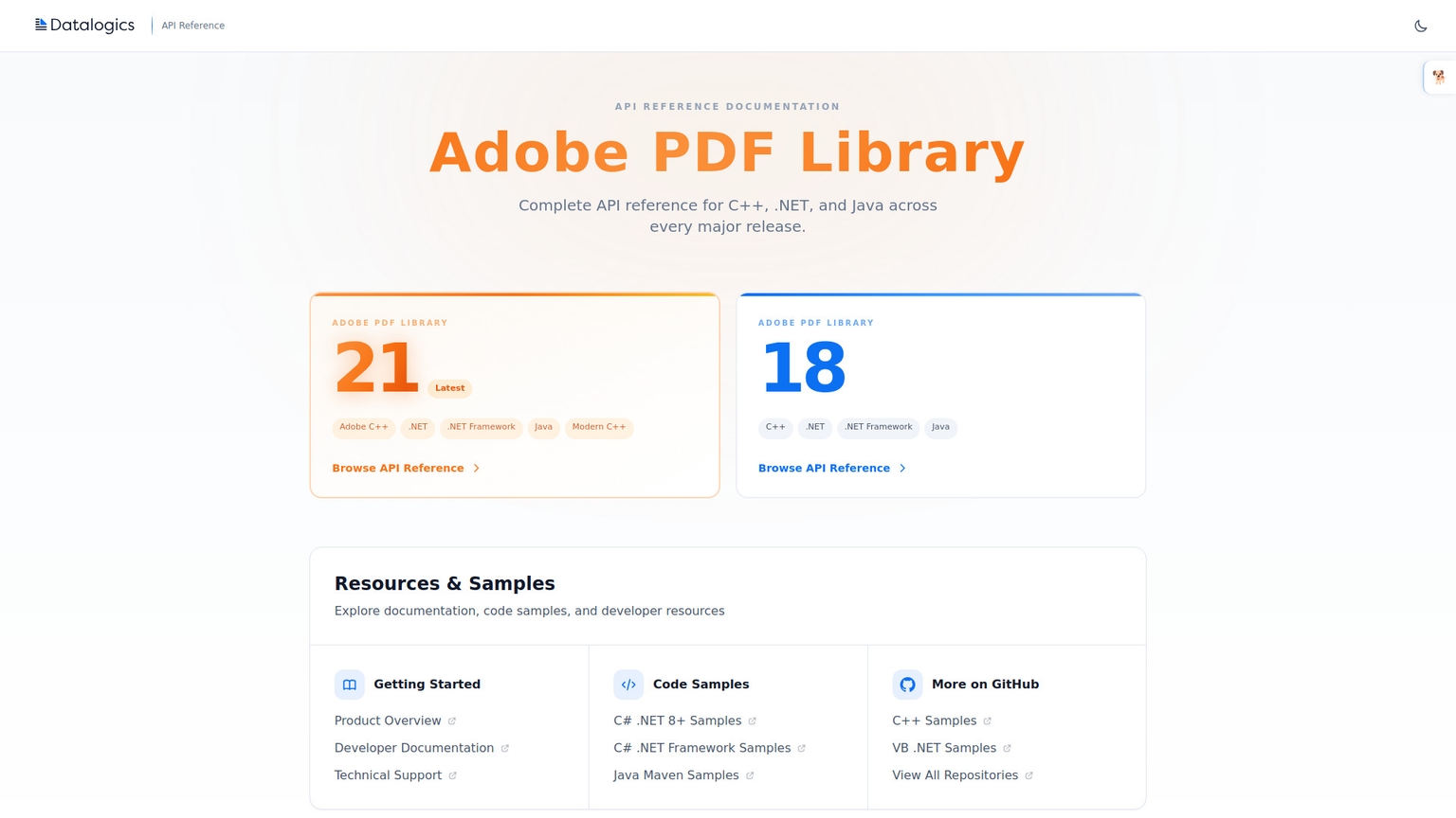Adobe PDF Library API Reference screenshot