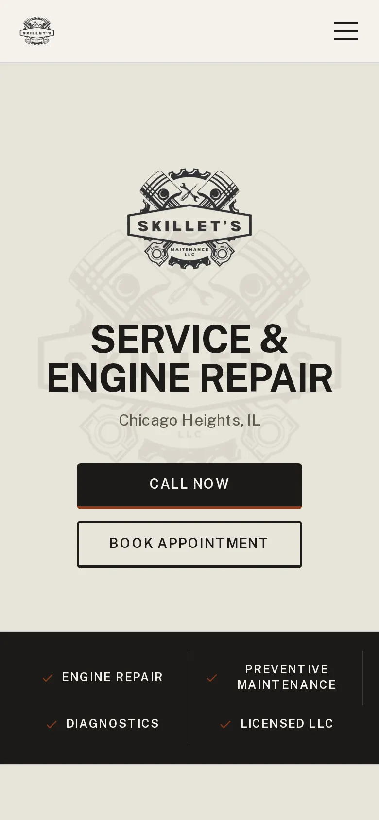 Phone view of a local service business site