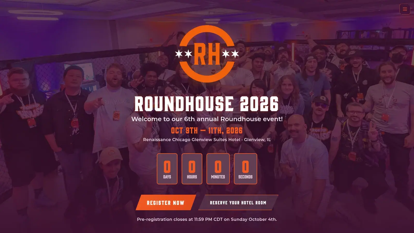 Desktop view of the Roundhouse event site