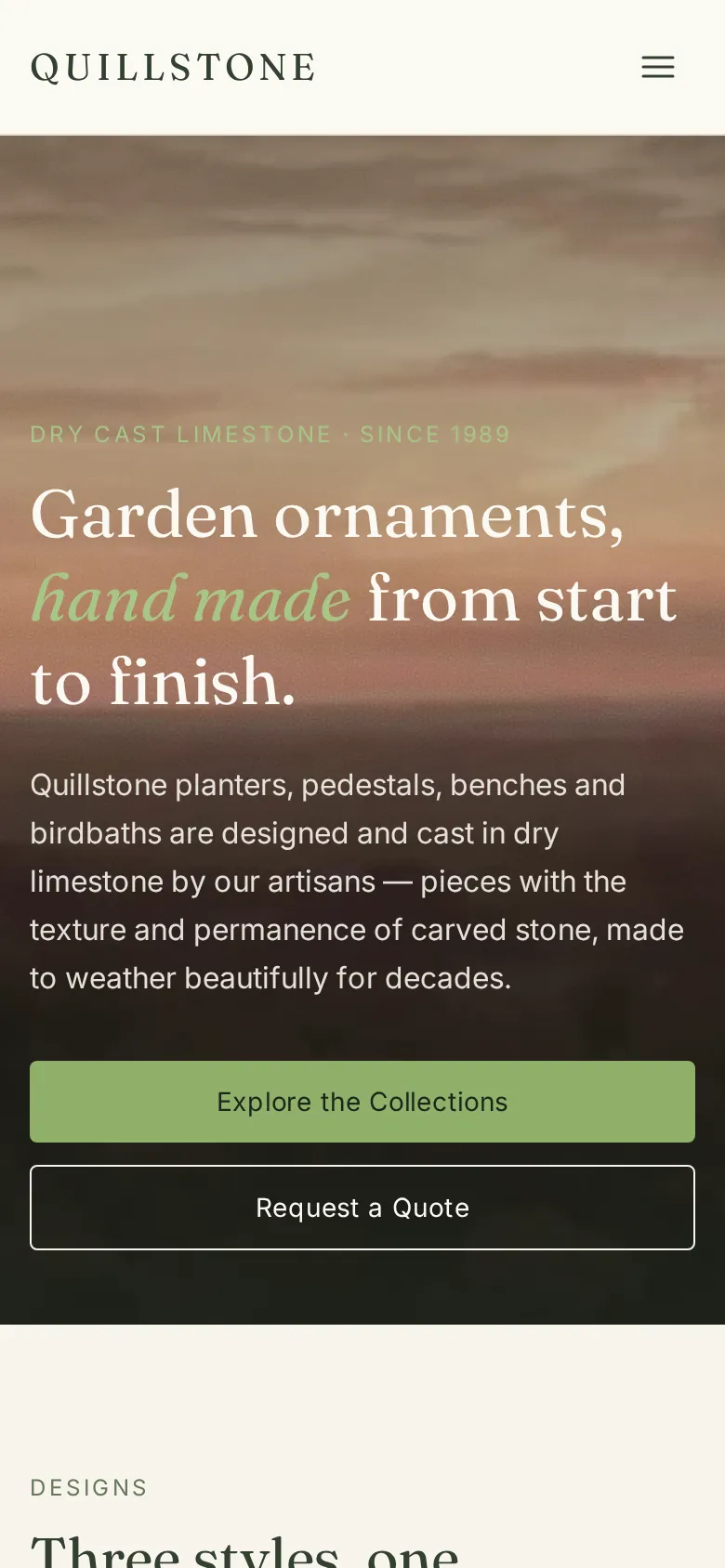 Phone view of an online shop